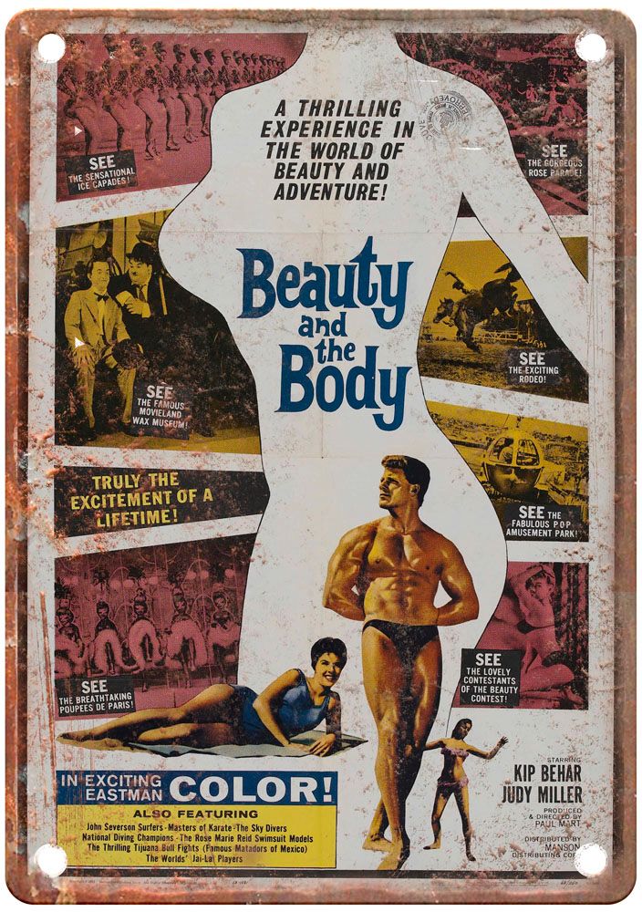 Beauty And Body Vintage Movie Poster Old Retro Look Metal Sign