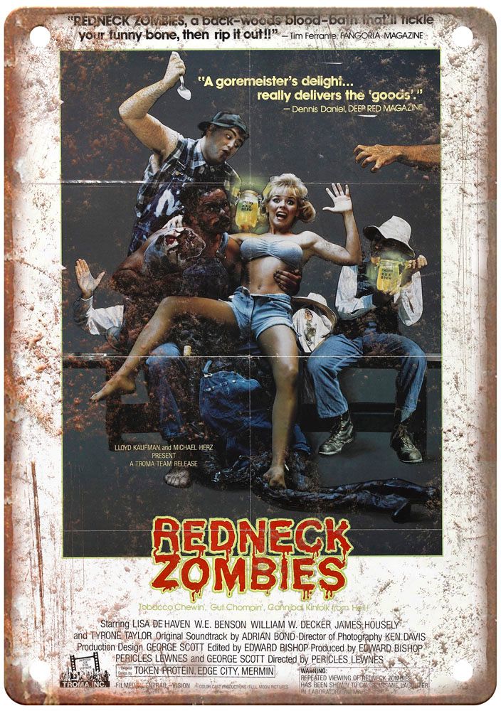 Redneck Zombies Vintage Movie Poster Old Retro Look Metal Sign