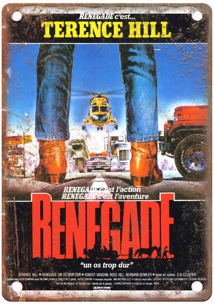 Renegade 1987 Vintage Movie Poster Old Retro Look Metal Sign