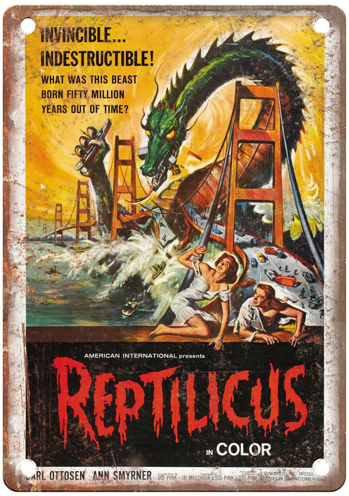 Reptilicus Vintage Movie Poster Old Retro Look Metal Sign