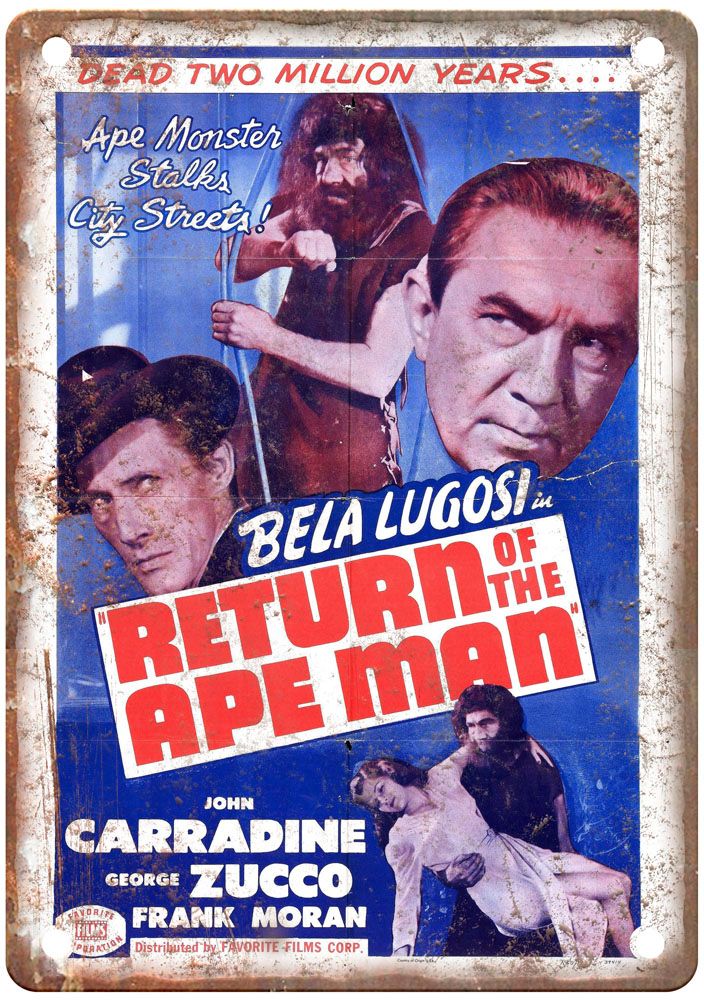 Return Of Ape Man Vintage Movie Poster Old Retro Look Metal Sign