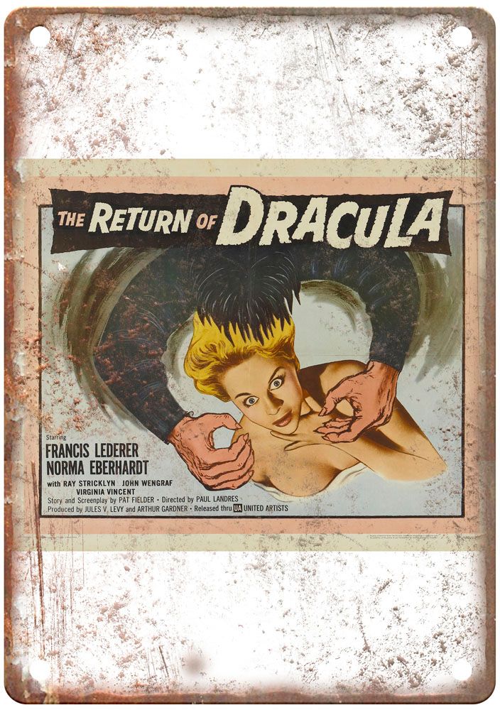 Return Of Dracula Vintage Movie Poster Old Retro Look Metal Sign