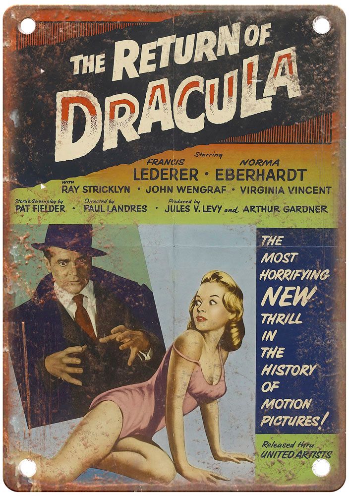 Return Of Dracula Vintage Movie Poster Old Retro Look Metal Sign