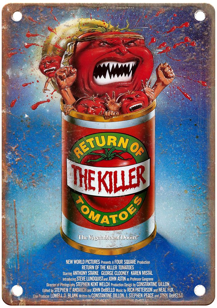 Return Of The Killer Tomatoes Vintage Movie Poster Old Retro Look Metal Sign