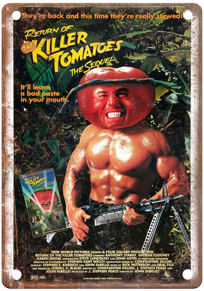 Return Of The Killer Tomatoes Vintage Movie Poster Old Retro Look Metal Sign