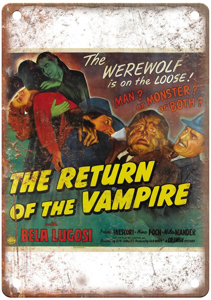 Return Of Vampire 1944 Vintage Movie Poster Old Retro Look Metal Sign