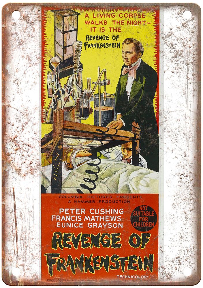 Revenge Of Frankenstein Vintage Movie Poster Old Retro Look Metal Sign