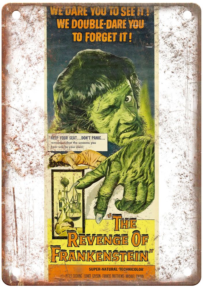 Revenge Of Frankenstein Vintage Movie Poster Old Retro Look Metal Sign