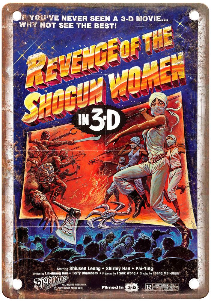 Revenge Of Shogun Women Vintage Movie Poster Old Retro Look Metal Sign