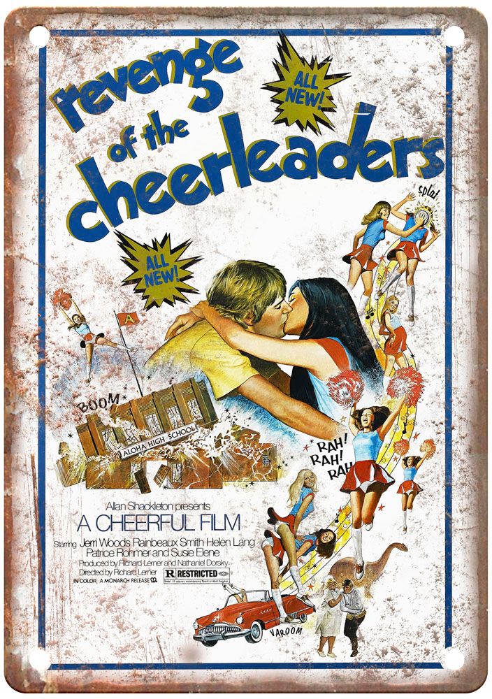 Revenge Of The Cheerleaders Vintage Movie Poster Old Retro Look Metal Sign