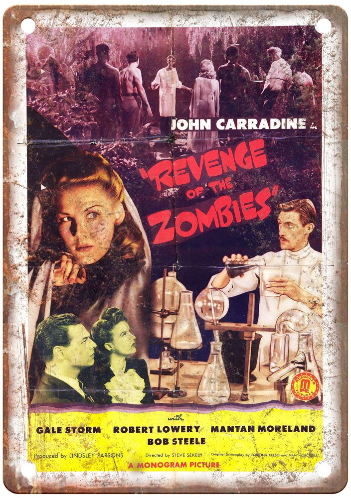 Revenge Of Zombies 1943 Vintage Movie Poster Old Retro Look Metal Sign