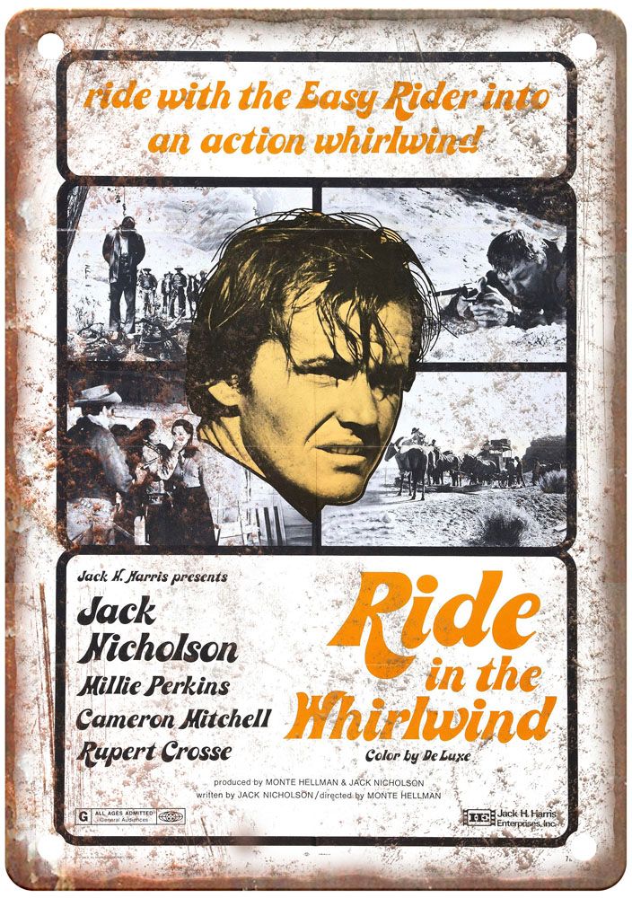 Ride In Whirlwind Vintage Movie Poster Old Retro Look Metal Sign