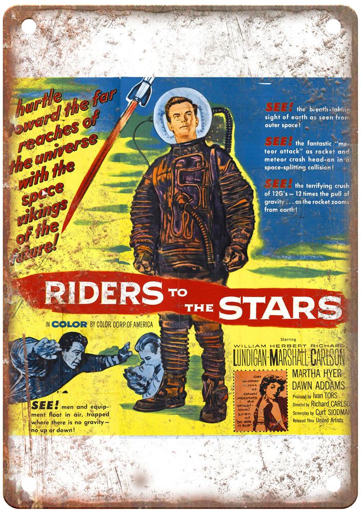 Riders To Starss Vintage Movie Poster Old Retro Look Metal Sign