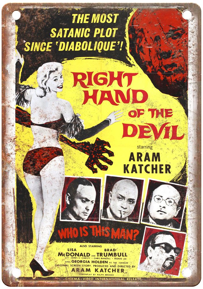 Right Hand Of Devil Vintage Movie Poster Old Retro Look Metal Sign