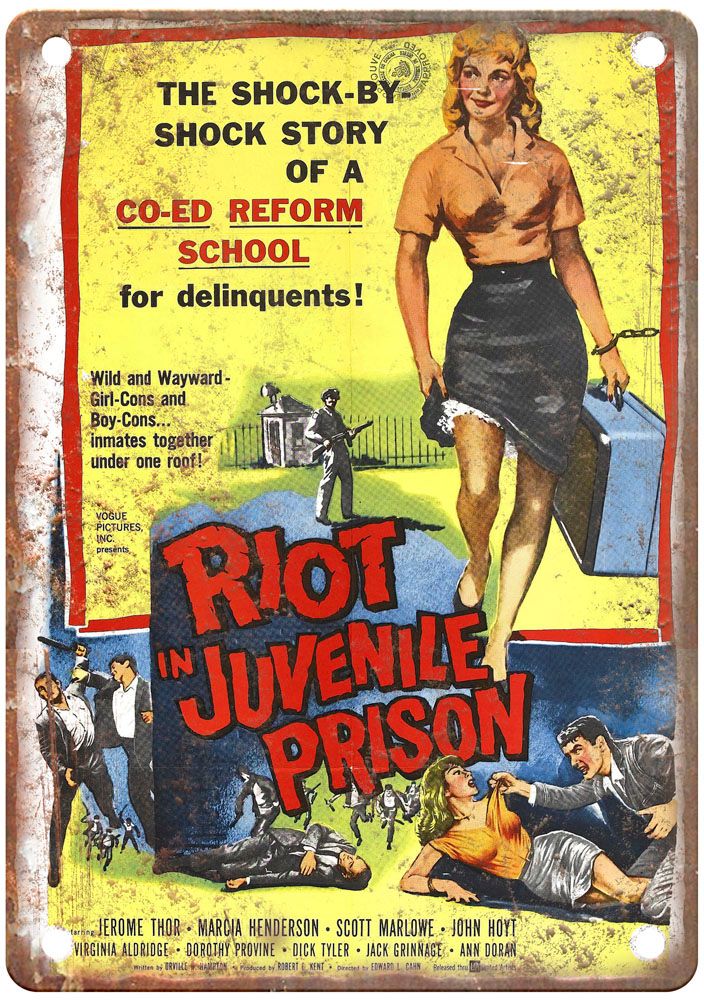 Riot In Juvenile Prison Vintage Movie Poster Old Retro Look Metal Sign