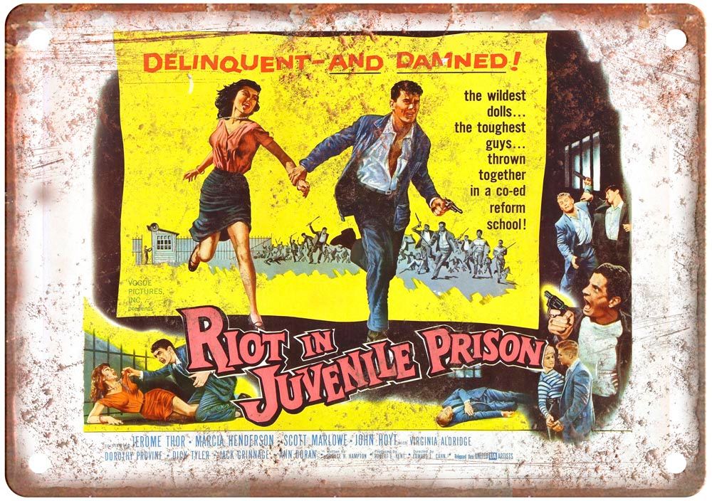 Riot In Juvenile Prison Vintage Movie Poster Old Retro Look Metal Sign