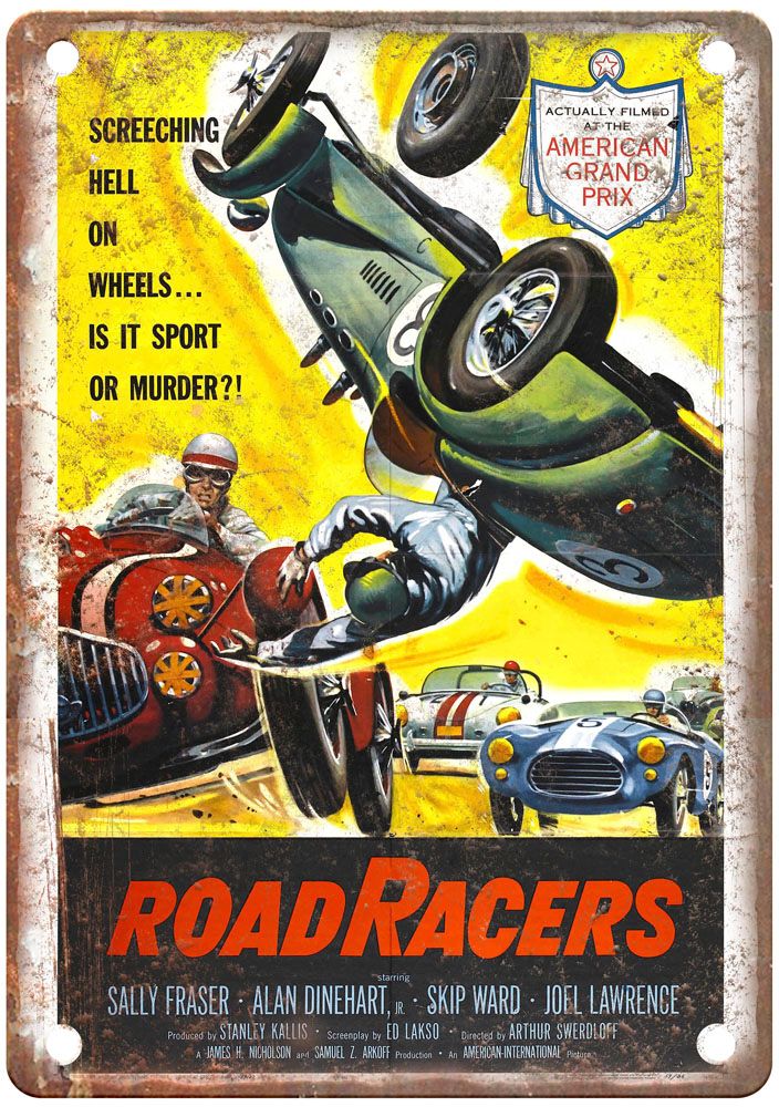 Road Racers Vintage Movie Poster Old Retro Look Metal Sign