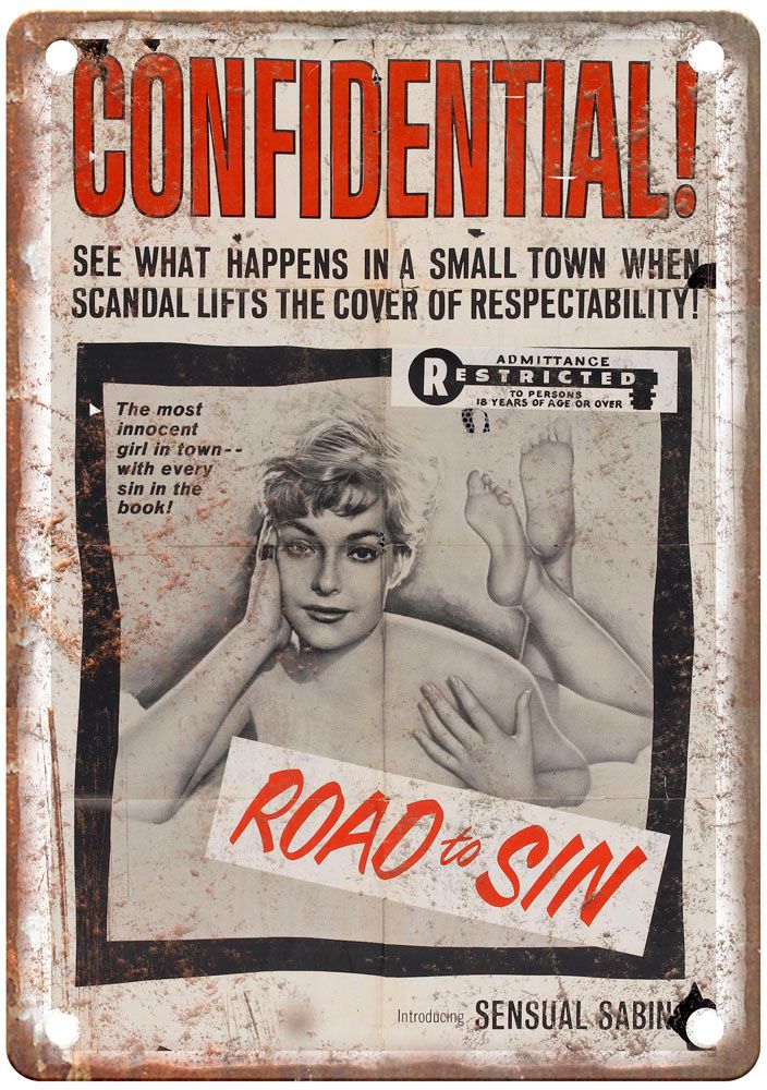 Road To Sin Vintage Movie Poster Old Retro Look Metal Sign