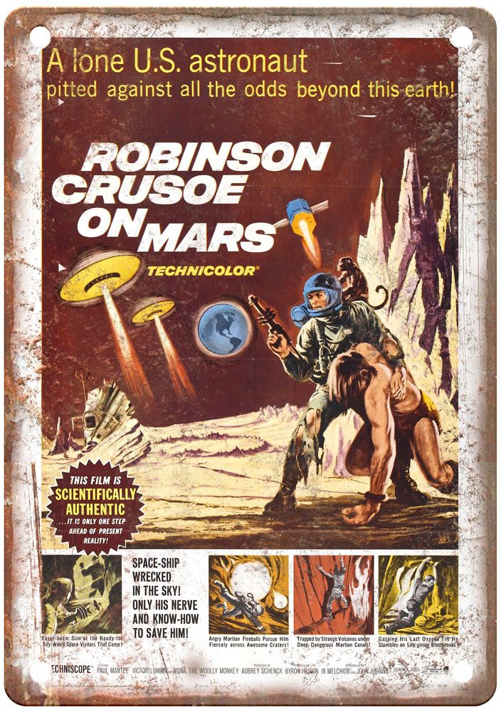 Robinson Crusoe On Mars Vintage Movie Poster Old Retro Look Metal Sign