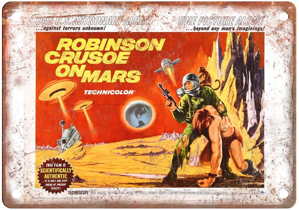 Robinson Crusoe On Mars Vintage Movie Poster Old Retro Look Metal Sign