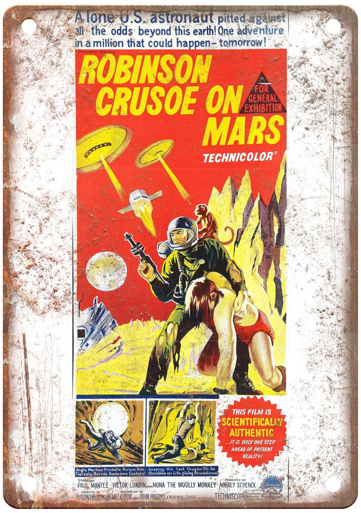 Robinson Crusoe On Mars Vintage Movie Poster Old Retro Look Metal Sign