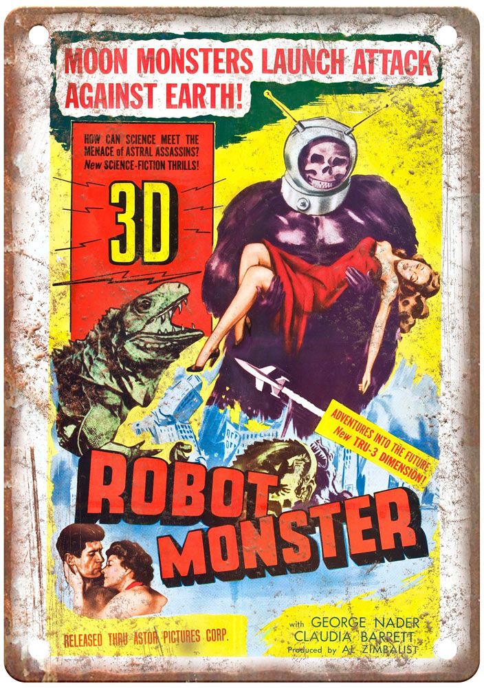 Robot Monster Vintage Movie Poster Old Retro Look Metal Sign