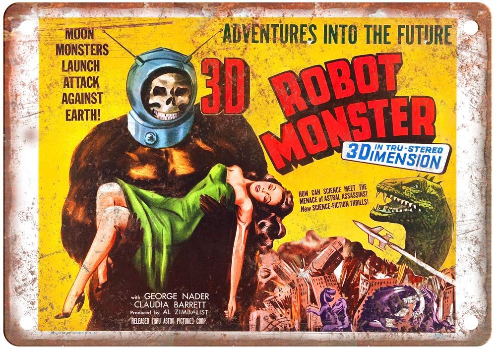 Robot Monster Vintage Movie Poster Old Retro Look Metal Sign