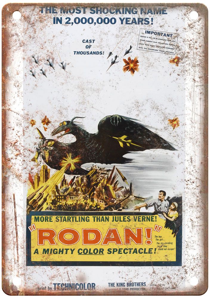 Rodan Flying Monster Vintage Movie Poster Old Retro Look Metal Sign