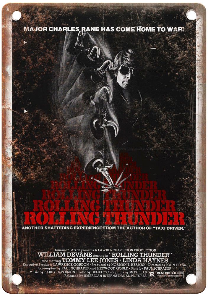 Rolling Thunder Vintage Movie Poster Old Retro Look Metal Sign