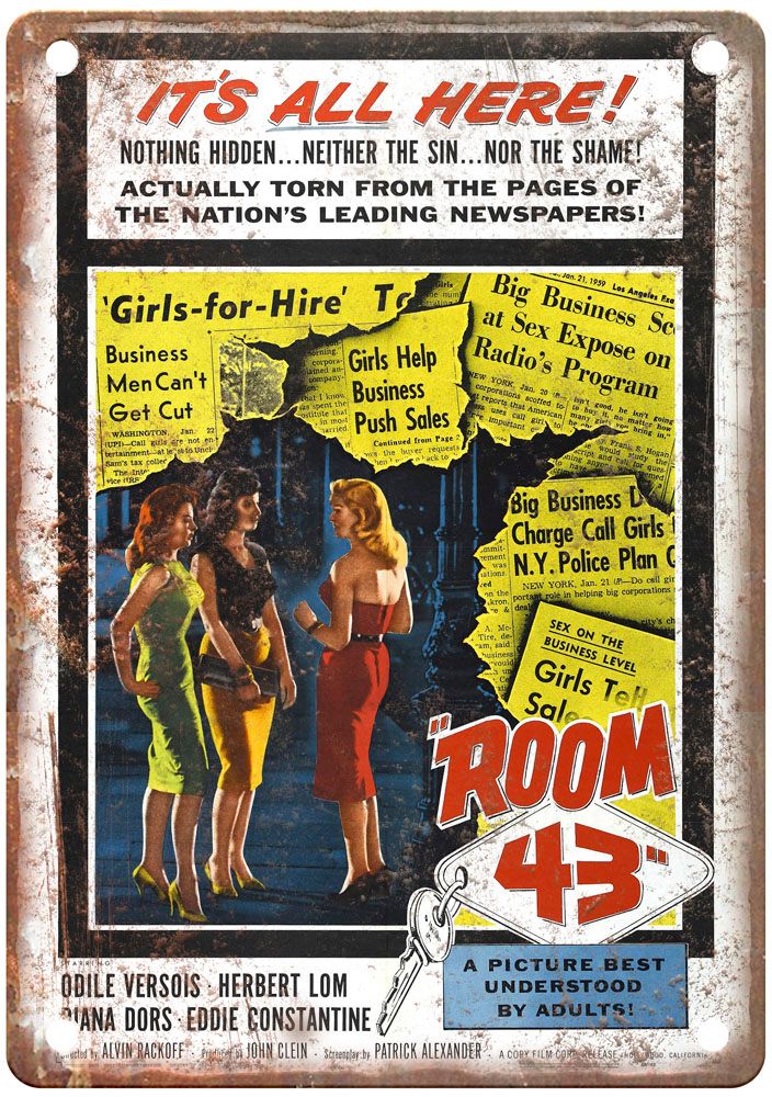 Room 43 Vintage Movie Poster Old Retro Look Metal Sign