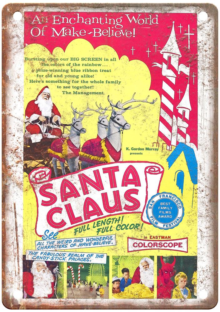 Santa Claus Vintage Movie Poster Old Retro Look Metal Sign