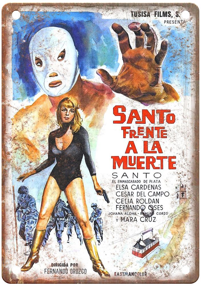 Santo Faces Death Vintage Movie Poster Old Retro Look Metal Sign