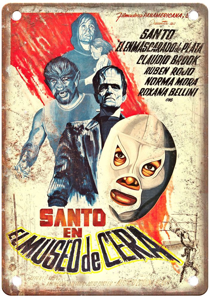 Santo In Wax Museum Vintage Movie Poster Old Retro Look Metal Sign