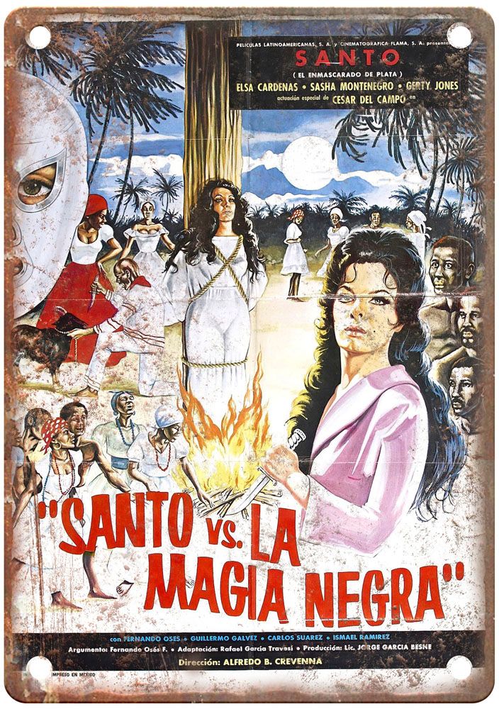 Santo Vs Black Magic Woman Vintage Movie Poster Old Retro Look Metal Sign