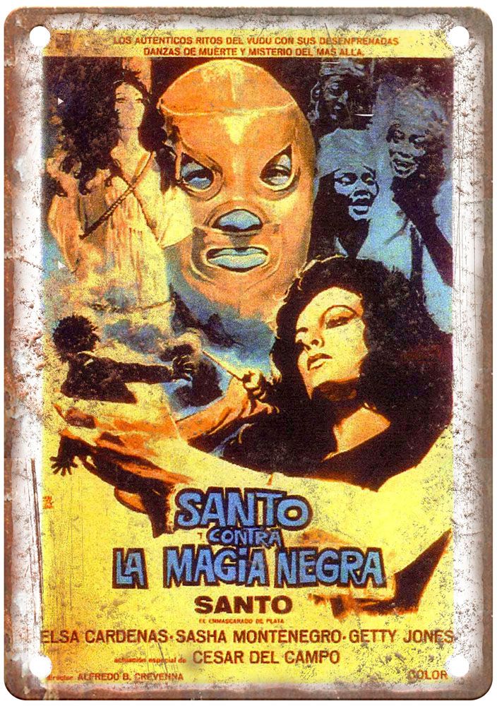 Santo Vs Black Magic Woman Vintage Movie Poster Old Retro Look Metal Sign