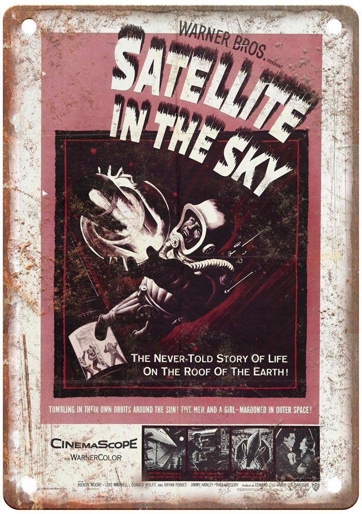 Satellite In Sky Vintage Movie Poster Old Retro Look Metal Sign