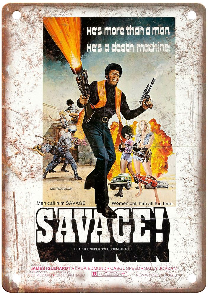 Savage Vintage Movie Poster Old Retro Look Metal Sign