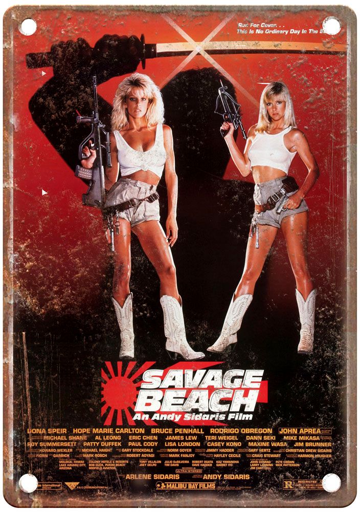 Savage Beach Vintage Movie Poster Old Retro Look Metal Sign