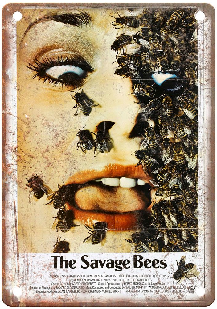 Savage Bees Vintage Movie Poster Old Retro Look Metal Sign