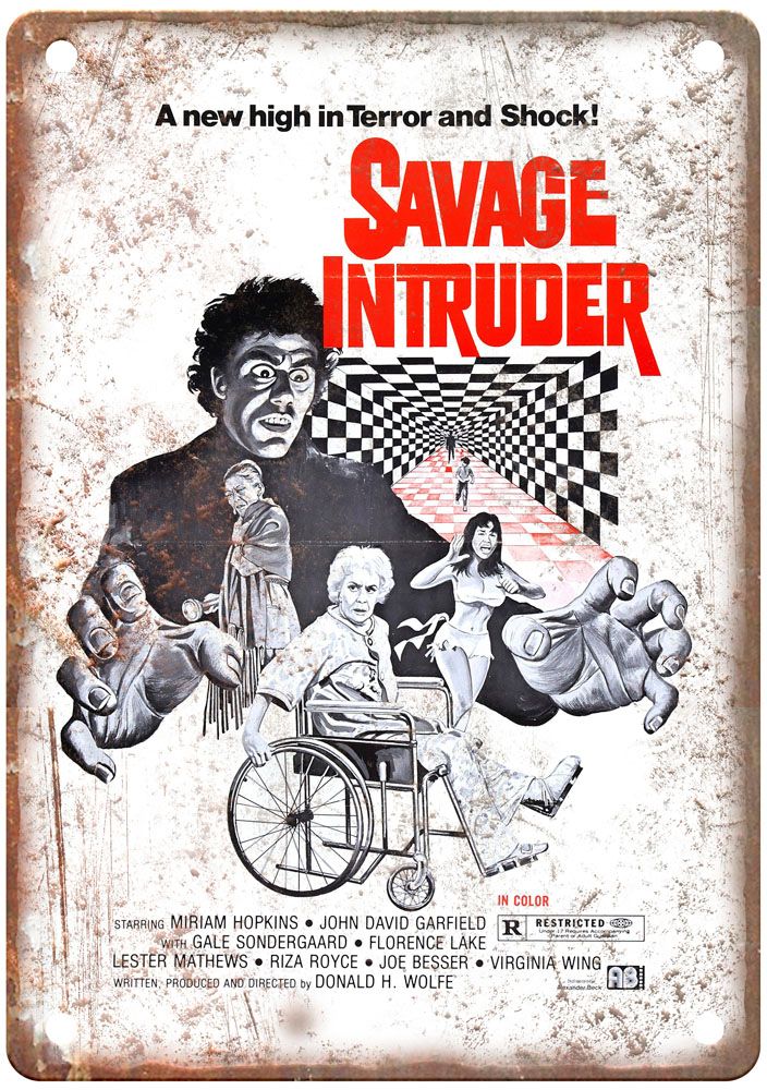 Savage Intruder Vintage Movie Poster Old Retro Look Metal Sign