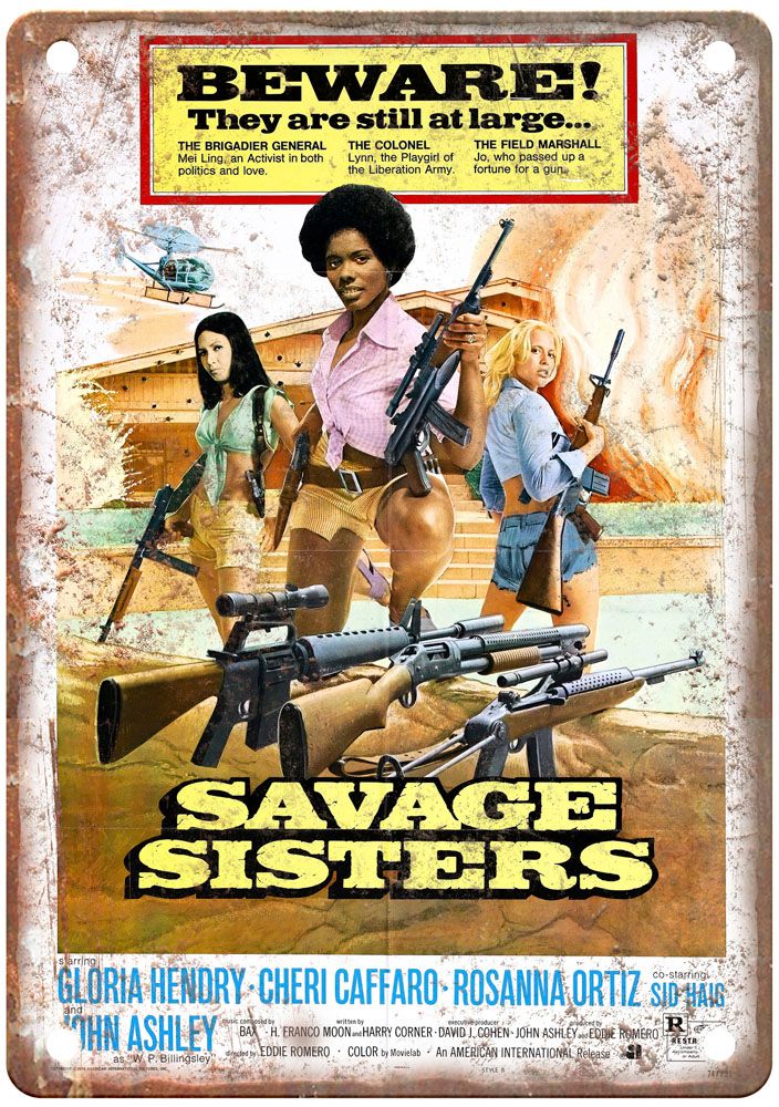 Savage Sisters Vintage Movie Poster Old Retro Look Metal Sign