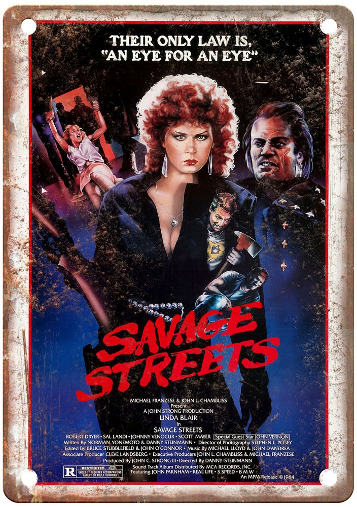 Savage Streets Vintage Movie Poster Old Retro Look Metal Sign