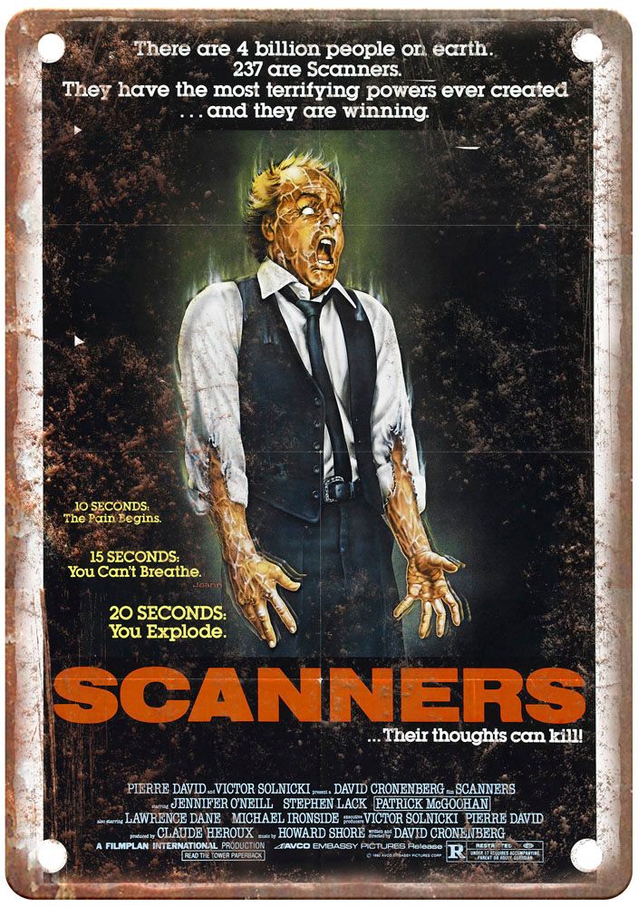 Scanners Vintage Movie Poster Old Retro Look Metal Sign