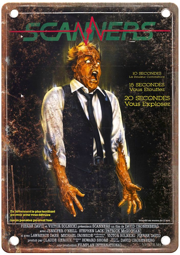 Scanners Vintage Movie Poster Old Retro Look Metal Sign