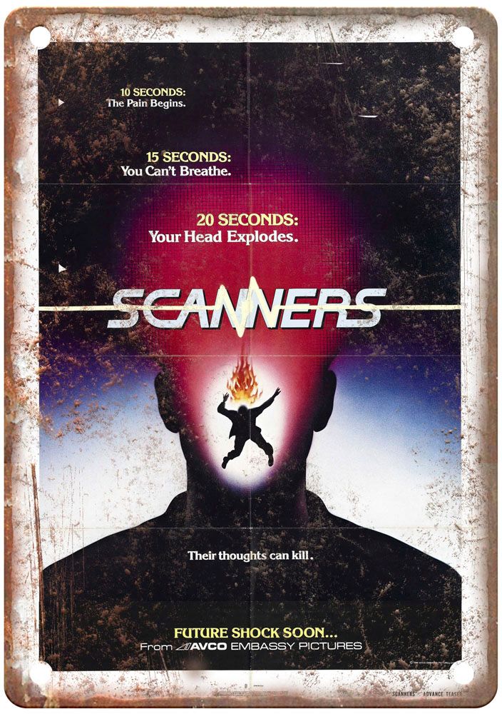 Scanners Vintage Movie Poster Old Retro Look Metal Sign