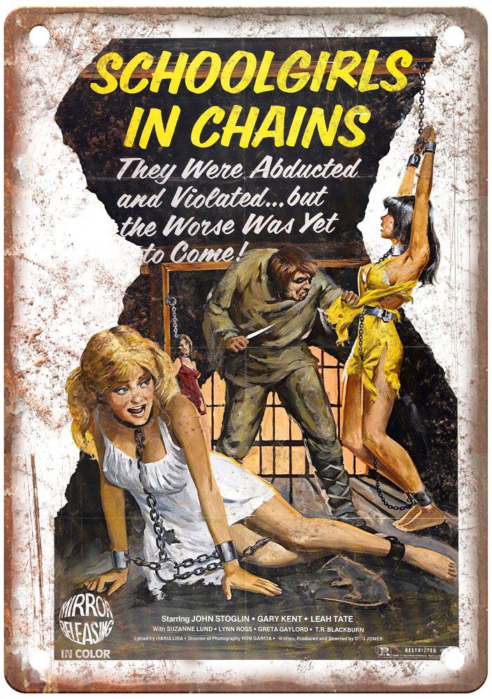 Schoolgirls In Chains Vintage Movie Poster Old Retro Look Metal Sign