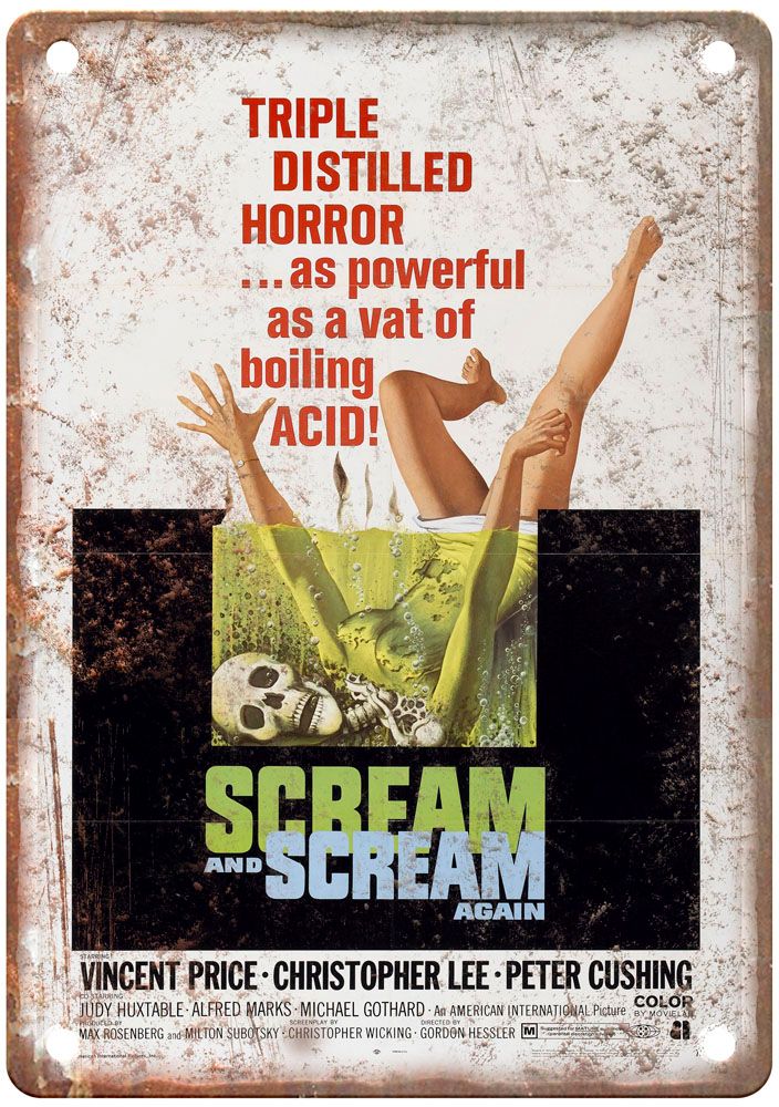 Scream And Scream Again Vintage Movie Poster Old Retro Look Metal Sign