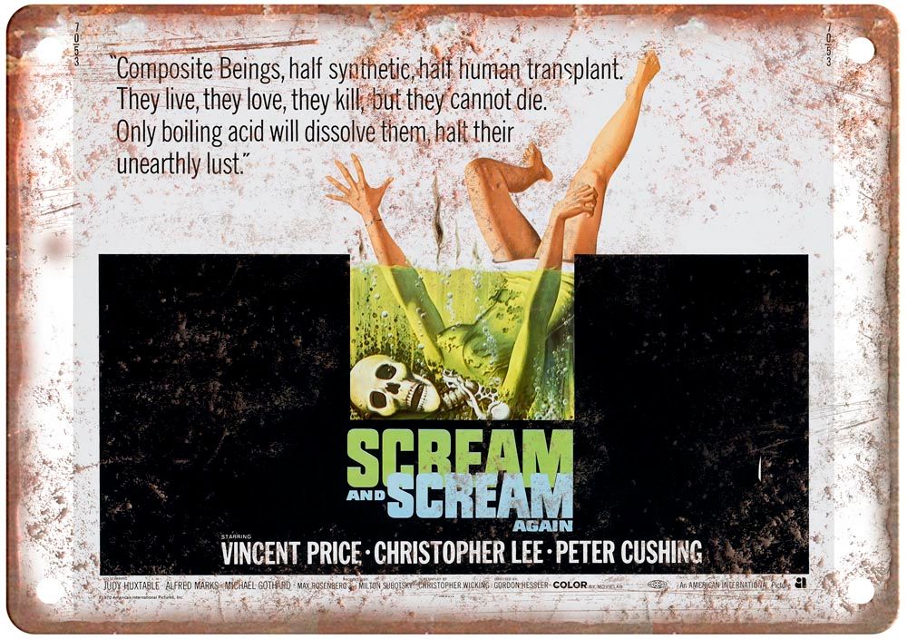 Scream And Scream Again Vintage Movie Poster Old Retro Look Metal Sign