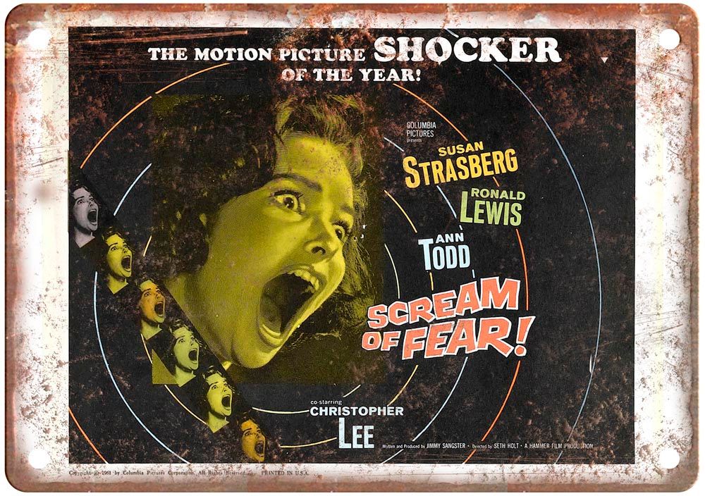 Scream Of Fear Vintage Movie Poster Old Retro Look Metal Sign