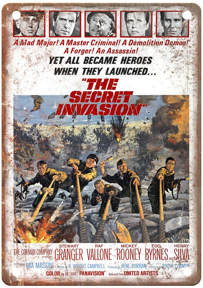 Secret Invasion Vintage Movie Poster Old Retro Look Metal Sign